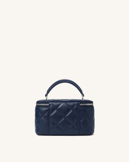 Vivienne Quilted Vanity Top Handle Bag - Navy