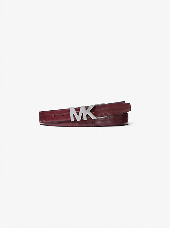 Michael Kors Crocodile Embossed Logo Belt - Belts | Shop From The Mirage