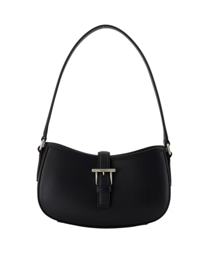 Black Leather T Bar Mini Shoulder Bag