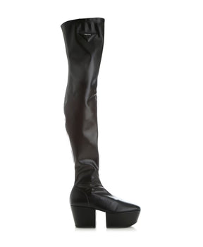 Prada Leather Platform Boots with Logo Detail