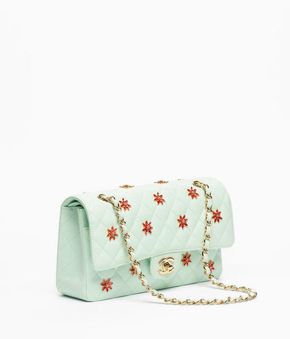 Classic 11.12 Handbag Lambskin, Enamel & Gold-Tone Metal  Light Green & Orange