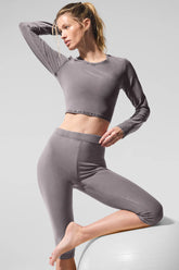 Washed Alosoft Crop Finesse Long Sleeve