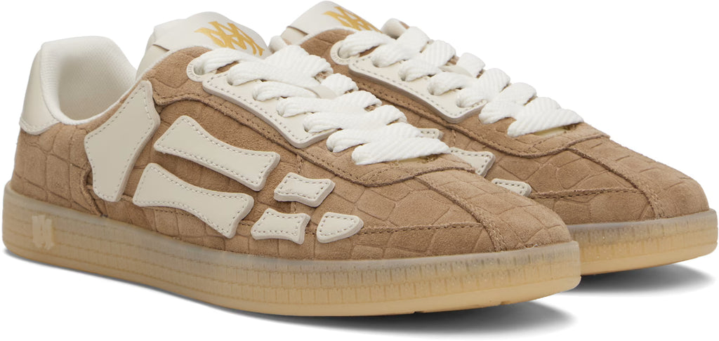 Brown Croc Debossed Pacific Bones Sneakers