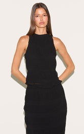 Black Chiffon Textured Top