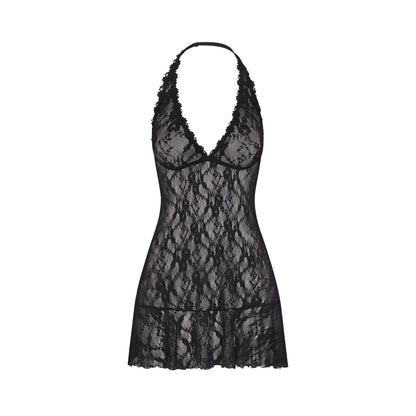 Stretch Lace Halter Mini Dress
