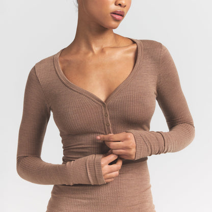 Wool Rib Henley Dress