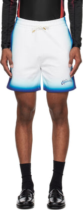 White & Blue Fade Sweat Shorts