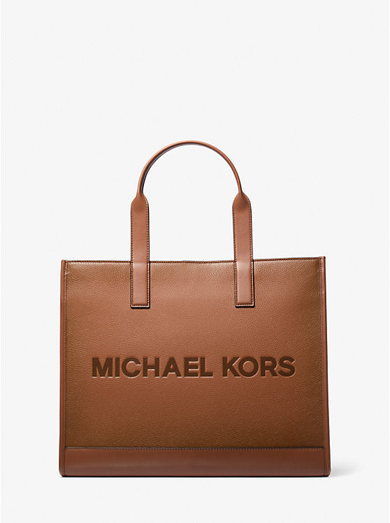 Cooper Logo Embossed Pebbled Leather Tote Bag