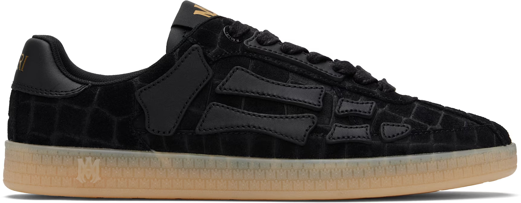 Black Croc Debossed Pacific Bones Sneakers