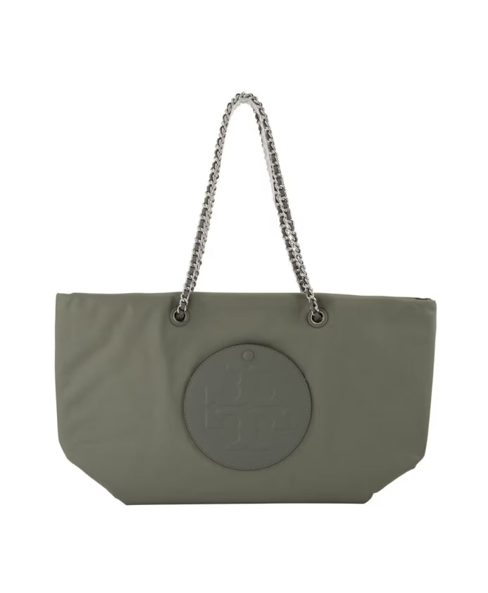 Khaki Chain Zip Tote Bag