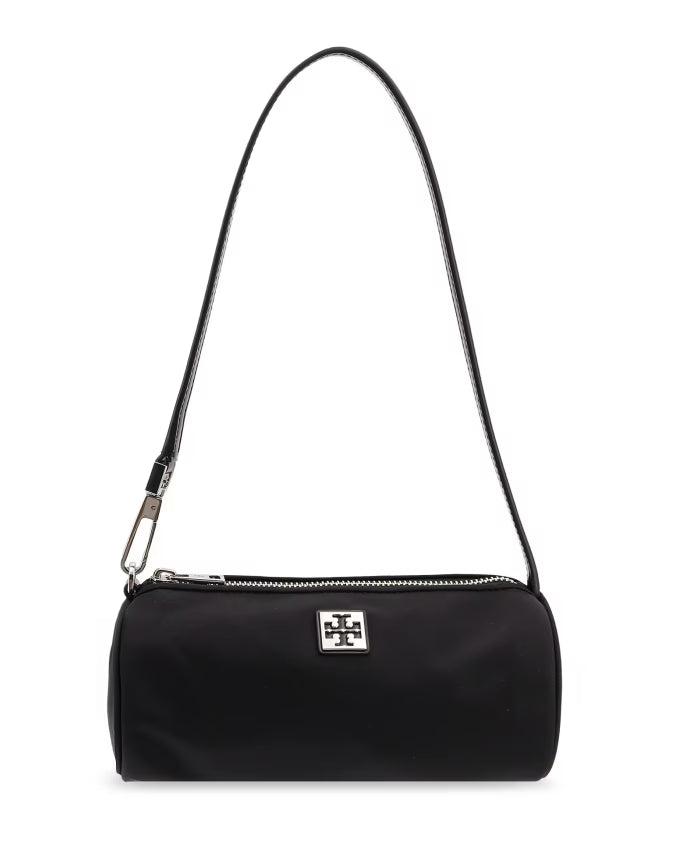 Black Shoulder Bag with Zip Closure