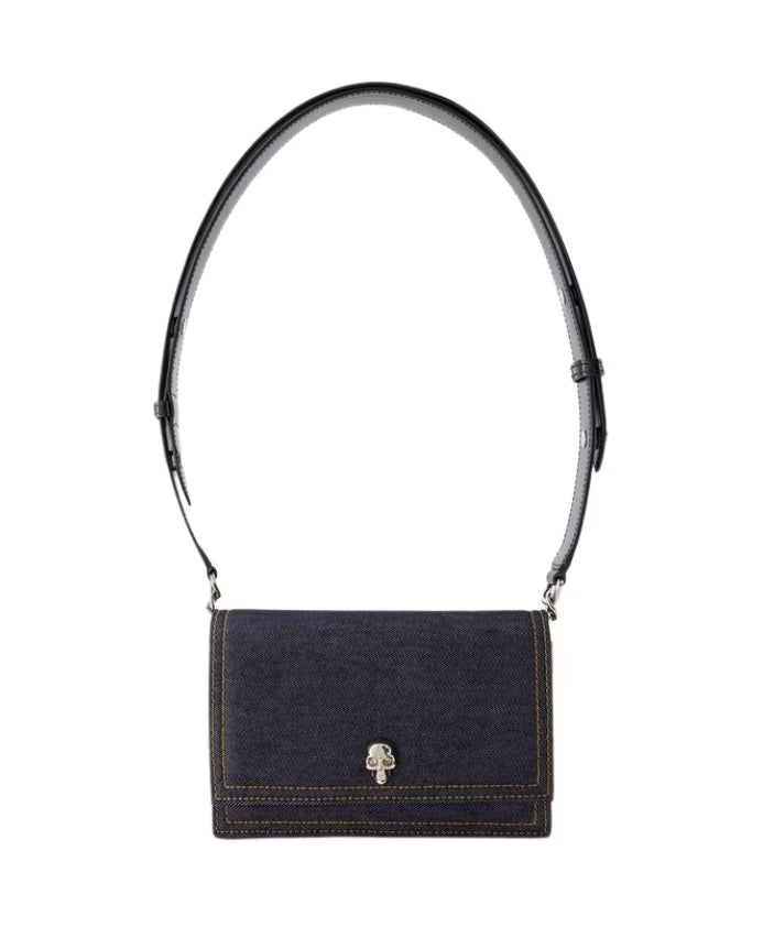 Small Skull Crossbody Bag - Black Leather