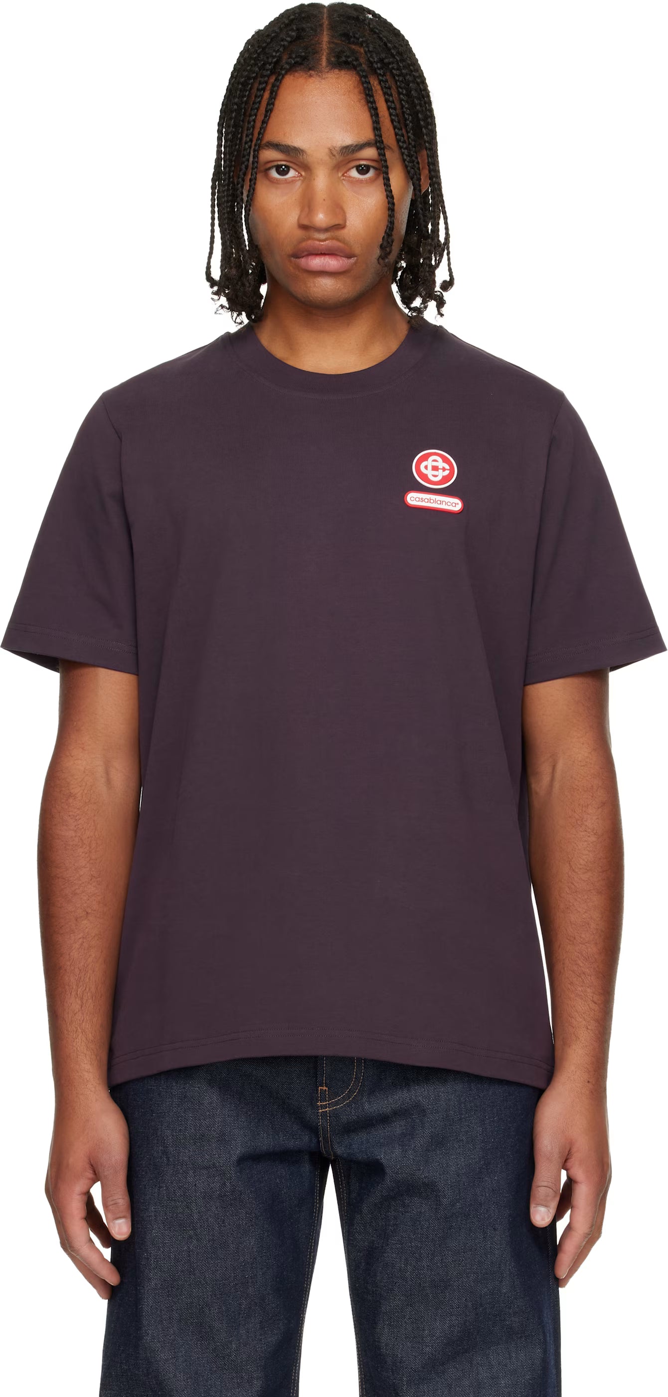 Burgundy Logo Patch Short Sleeve T‑Shirt