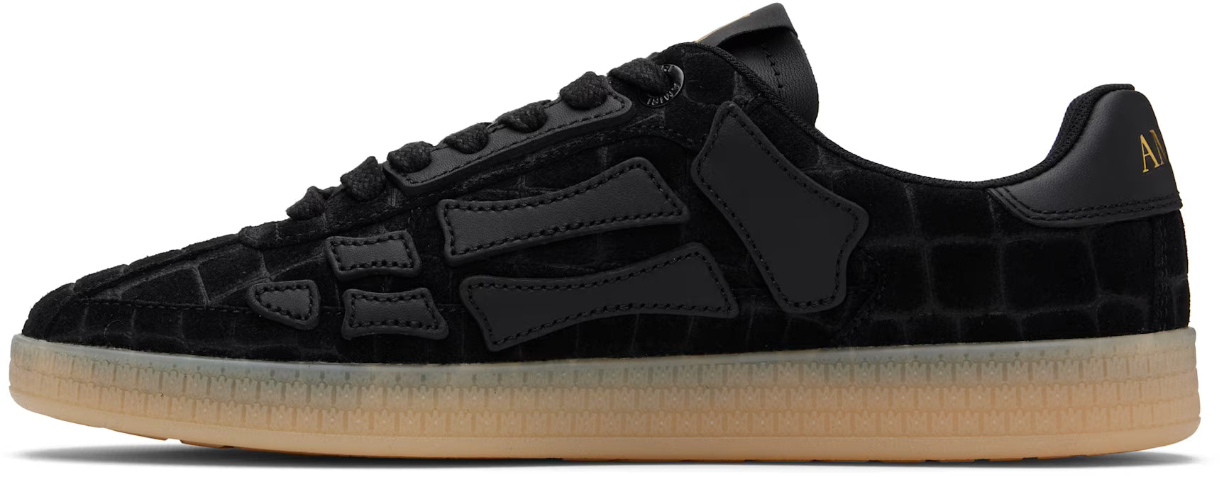 Black Croc Debossed Pacific Bones Sneakers