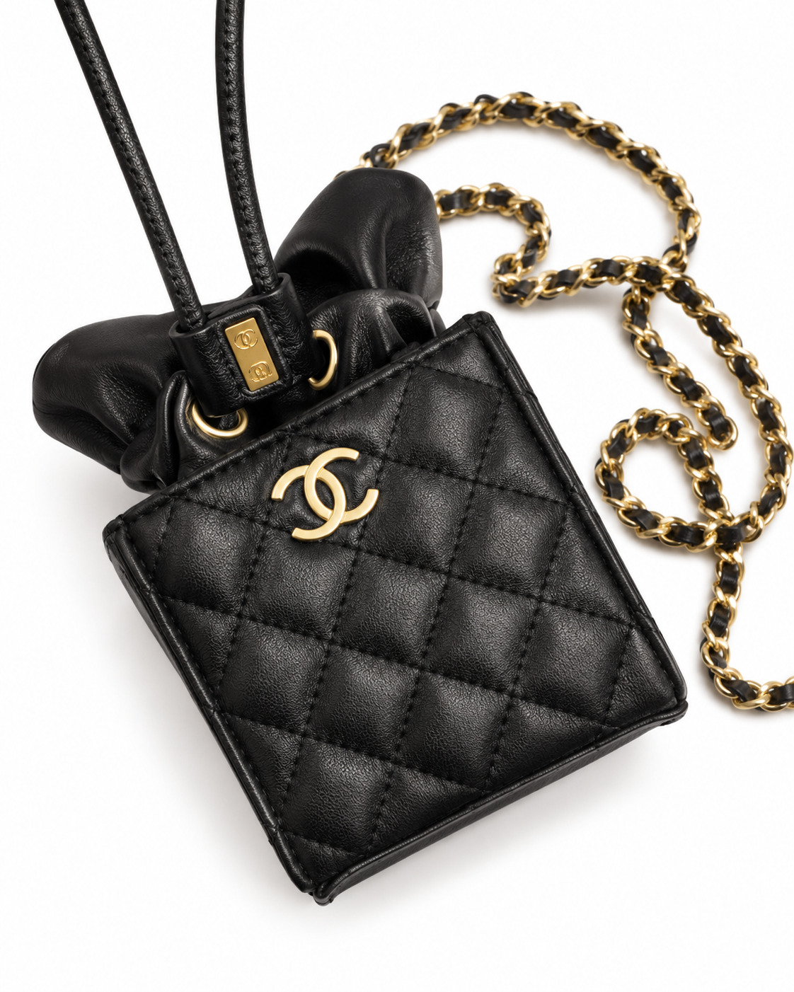 Chanel Beauty GWP Mini Crossbody Bag Black Quilted Gold Chain VIP Gift