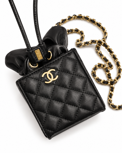 Chanel Beauty GWP Mini Crossbody Bag Black Quilted Gold Chain VIP Gift