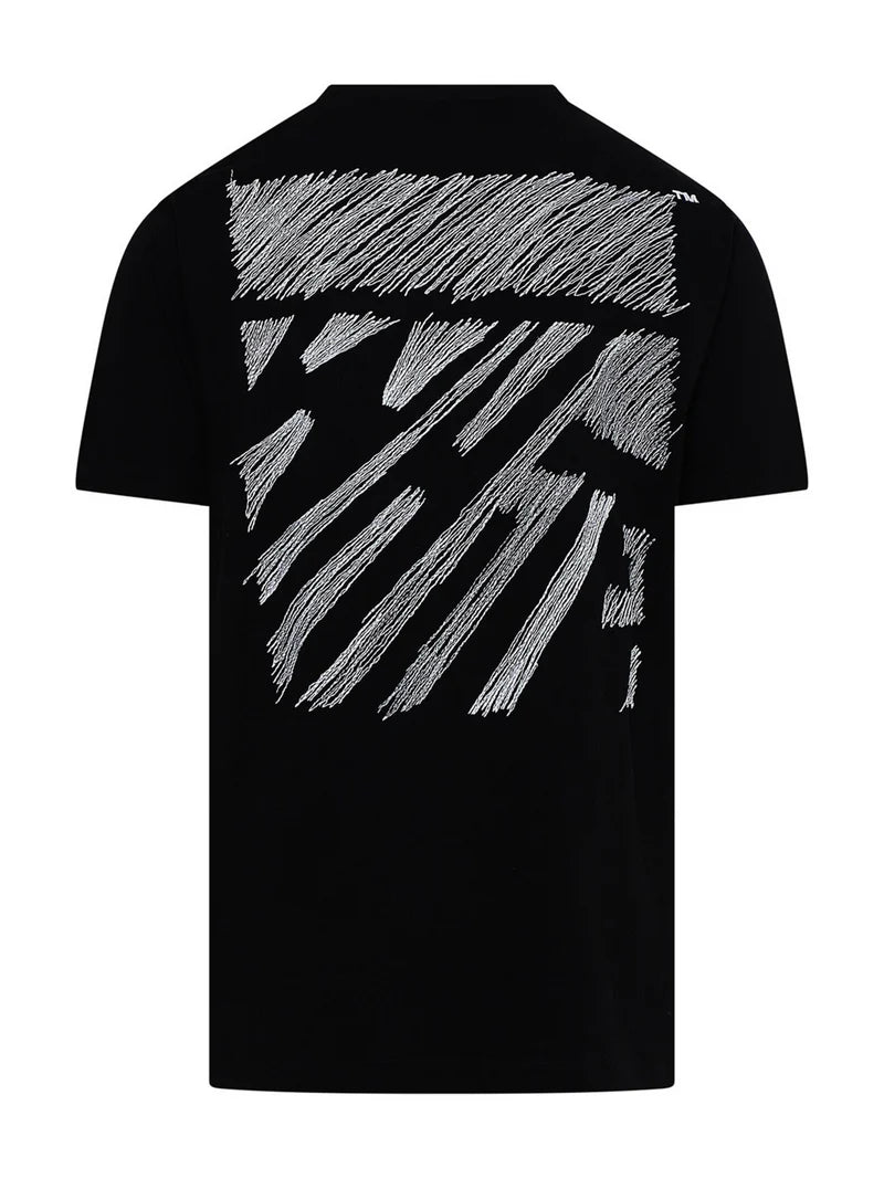 OFF-WHITE SCRIBBLE DIAG SLIM TEE BLACK