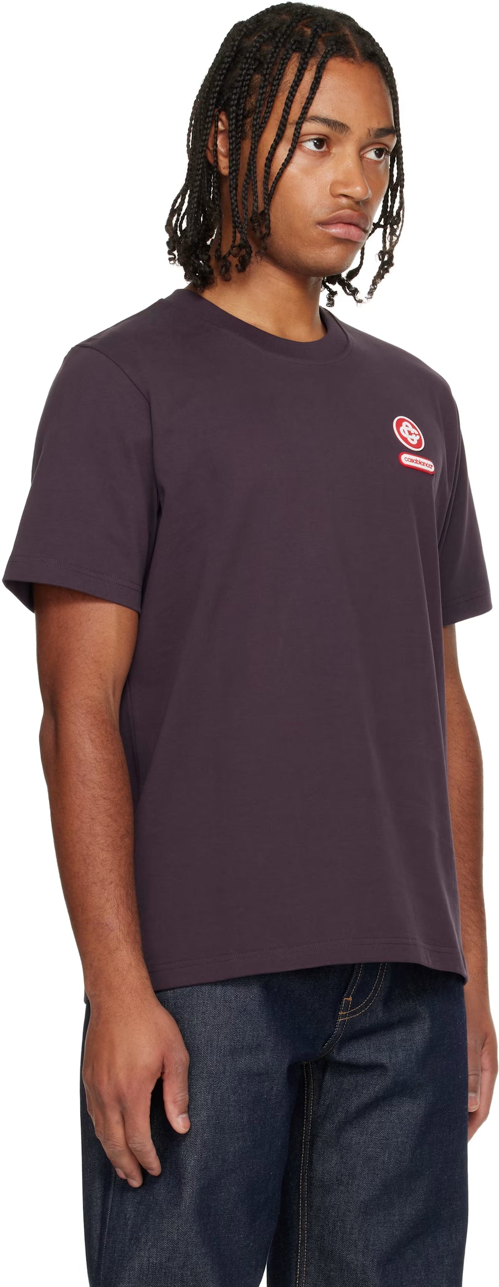 Burgundy Logo Patch Short Sleeve T‑Shirt