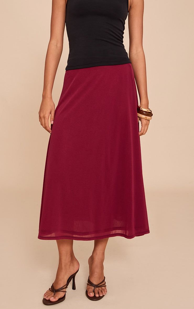 Berry Double Layer Chiffon Floaty Midaxi Skirt