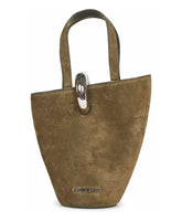 Khaki Suede Mini Bucket Bag