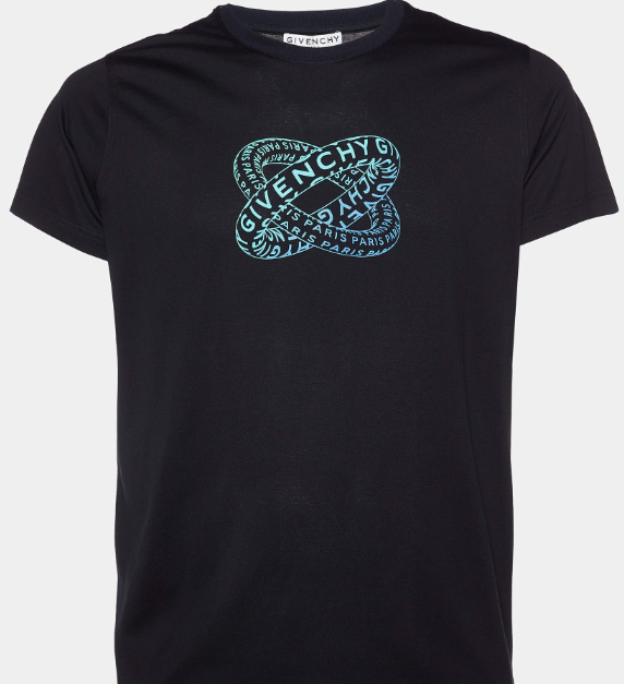 Givenchy Black Infinity Rings Logo Print Cotton Regular Fit T-