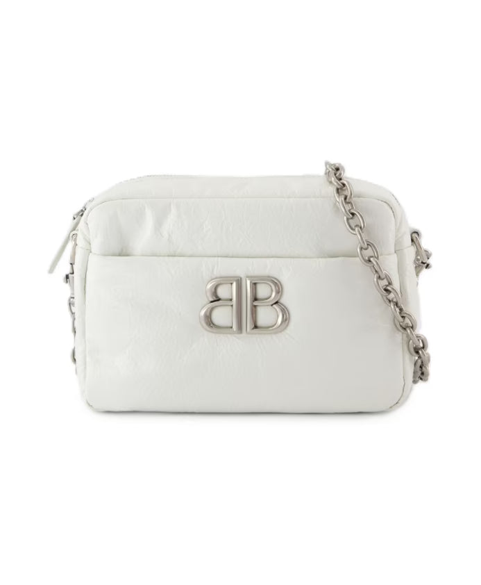 White Leather Camera Shoulder Bag