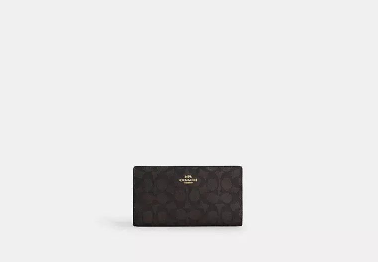 Coach Slim Zip Wallet In Signature Canvas - Wallets | Shop From The Mirage