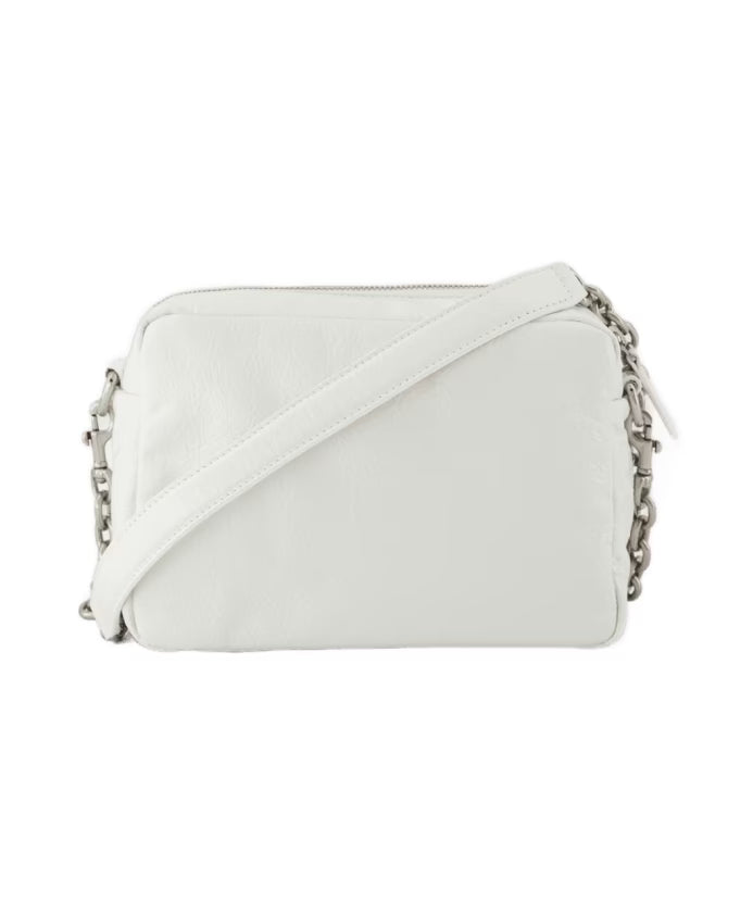 White Leather Camera Shoulder Bag