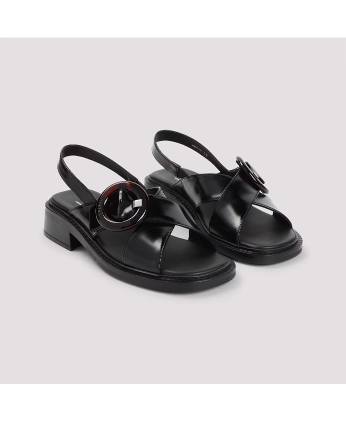Prada Elegant Black Leather Sandals