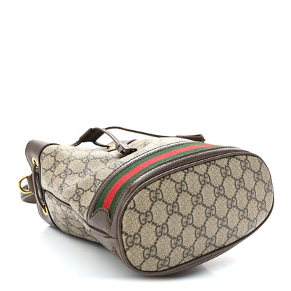 GG Supreme Monogram Web Small Ophidia Bucket Bag Brown