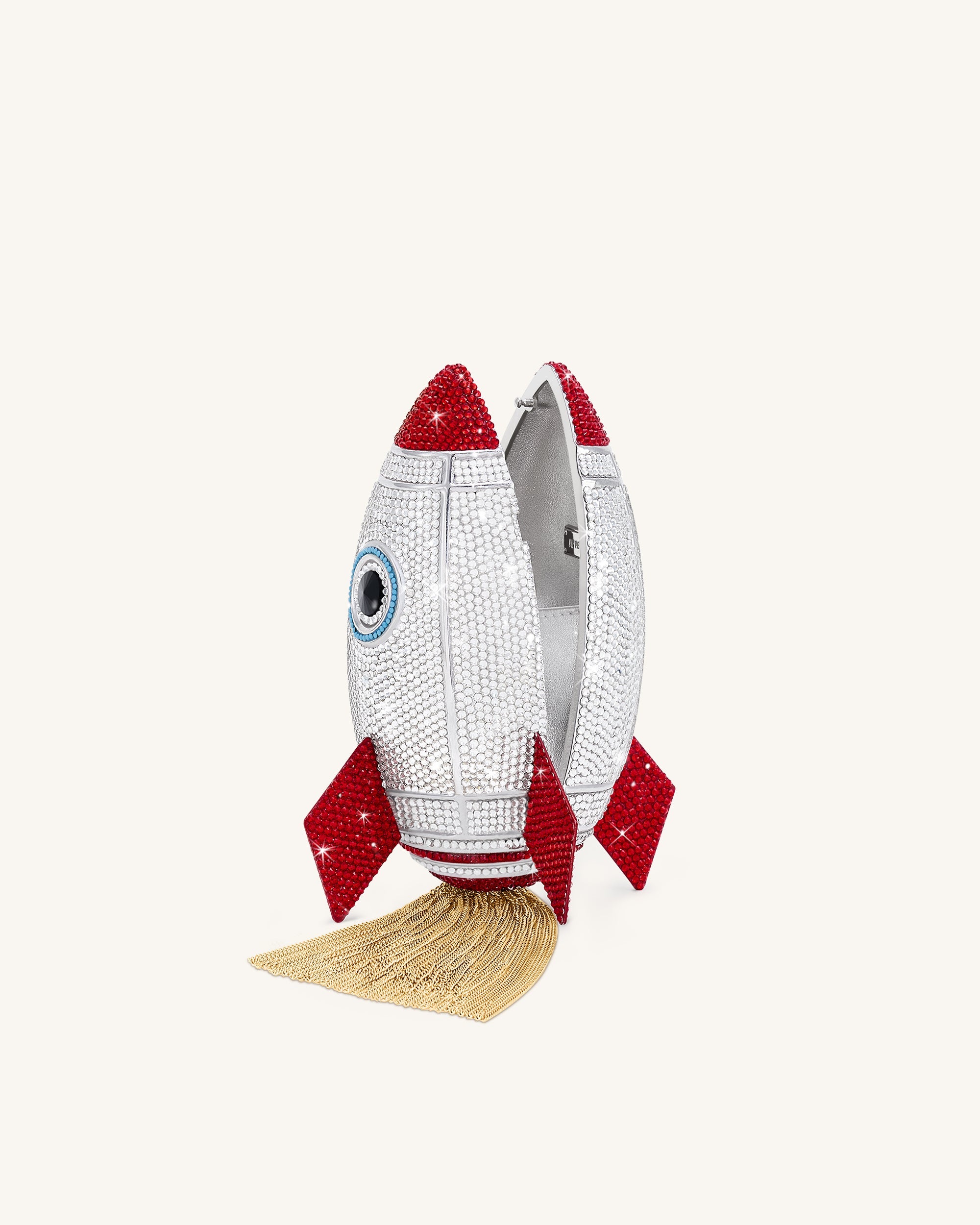 Rocket Shape Faux Crystal Clutch - Silver