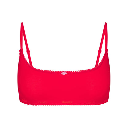 Lightweight Cotton Logo Picot Scoop Bralette