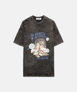 Black T-shirt in marbled jersey with 