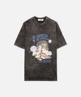 Black marbled jersey T-shirt with 'Family Business' print, crew neck, oversized fit, size M/48.