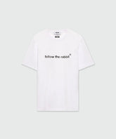 White cotton jersey T-shirt with crew-neck and 'Follow the rabbit®' print, regular fit, size M/48.