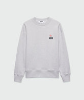 Grey melange jersey sweatshirt with MSGM Roses patch, crewneck, ribbed collar, regular fit, model wears size M/48