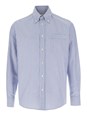 Valentino Light Blue Shirt with Logo Detail on the Front and All-Over Striped Motif in Cotton Man