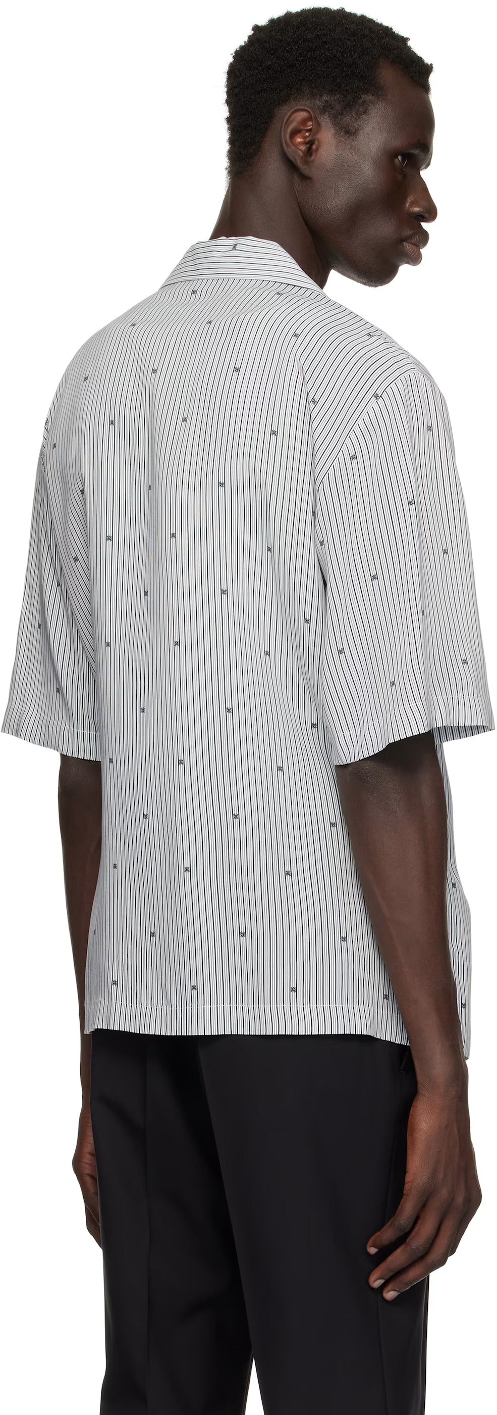 Black & White 'MA' Pinstripe Camp Shirt