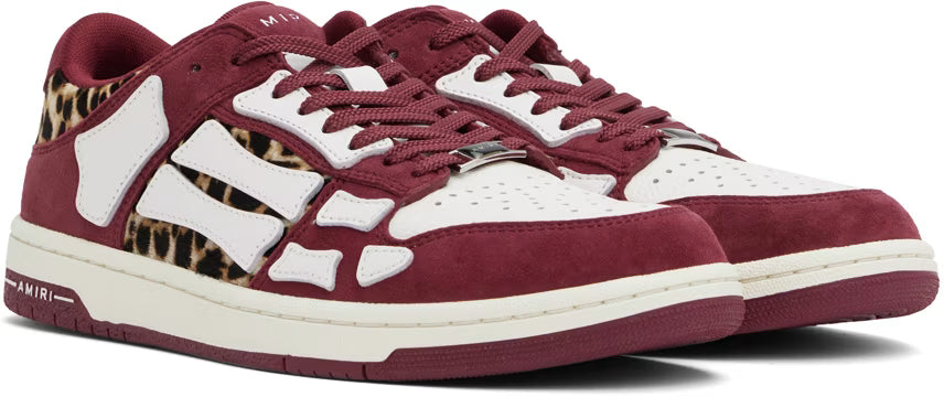 Burgundy Leopard Skel-Top Sneakers