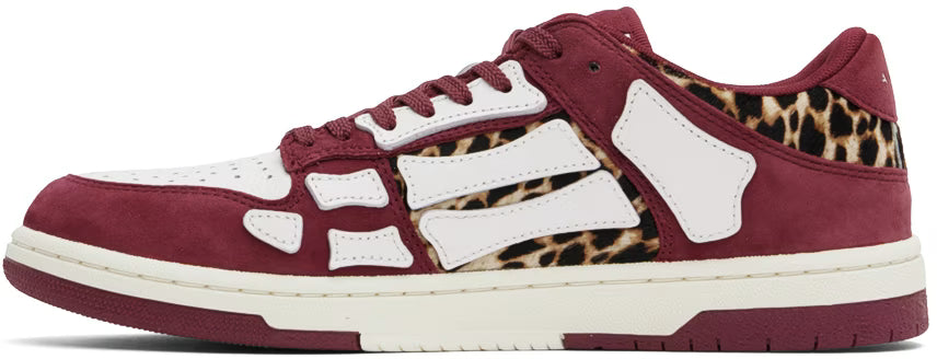 Burgundy Leopard Skel-Top Sneakers