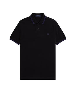 Fred Perry Slim Fit Twin Tipped Polo in Black/French Navy