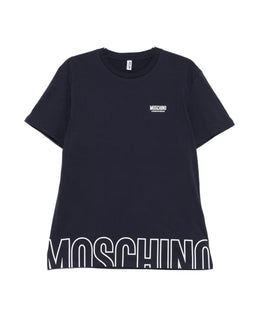 Moschino Blue Crew Neck Logo T-shirts