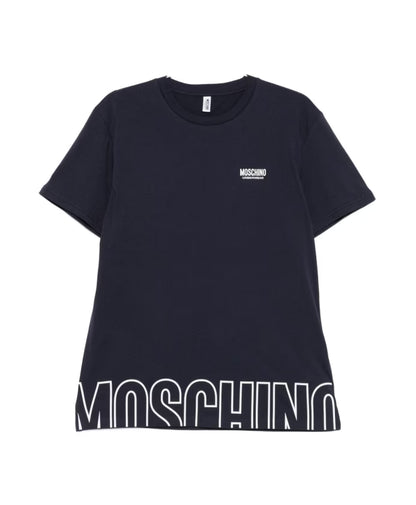 Moschino Blue Crew Neck Logo T-shirts