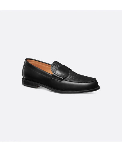 Dior Men's Black Homme Logo Embossed Loafers