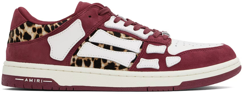 Burgundy Leopard Skel-Top Sneakers