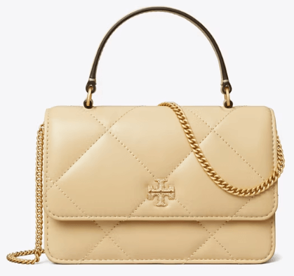 Tory Burch MINI KIRA DIAMOND QUILT PAVÉ LOGO TOP-HANDLE CHAIN WALLET - Wallets | Shop From The Mirage