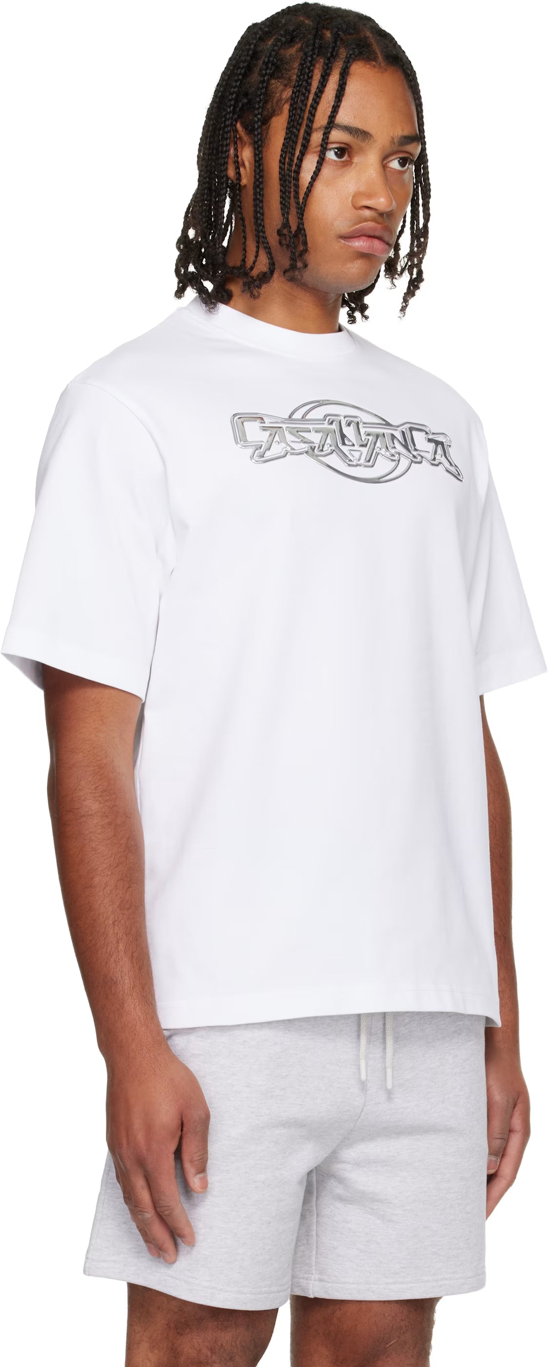 White 'Casablanca' Chrome Oversized Short Sleeve T‑shirt