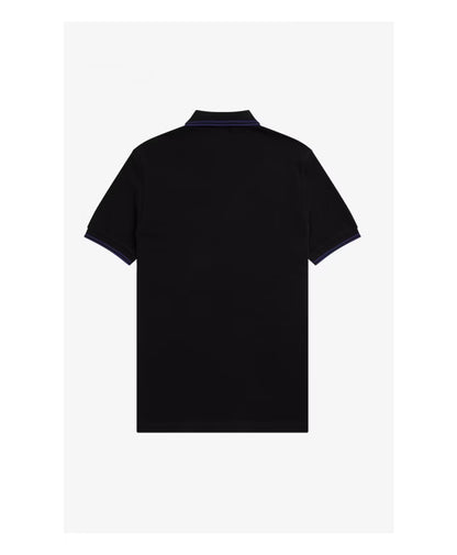 Fred Perry Slim Fit Twin Tipped Polo in Black/French Navy