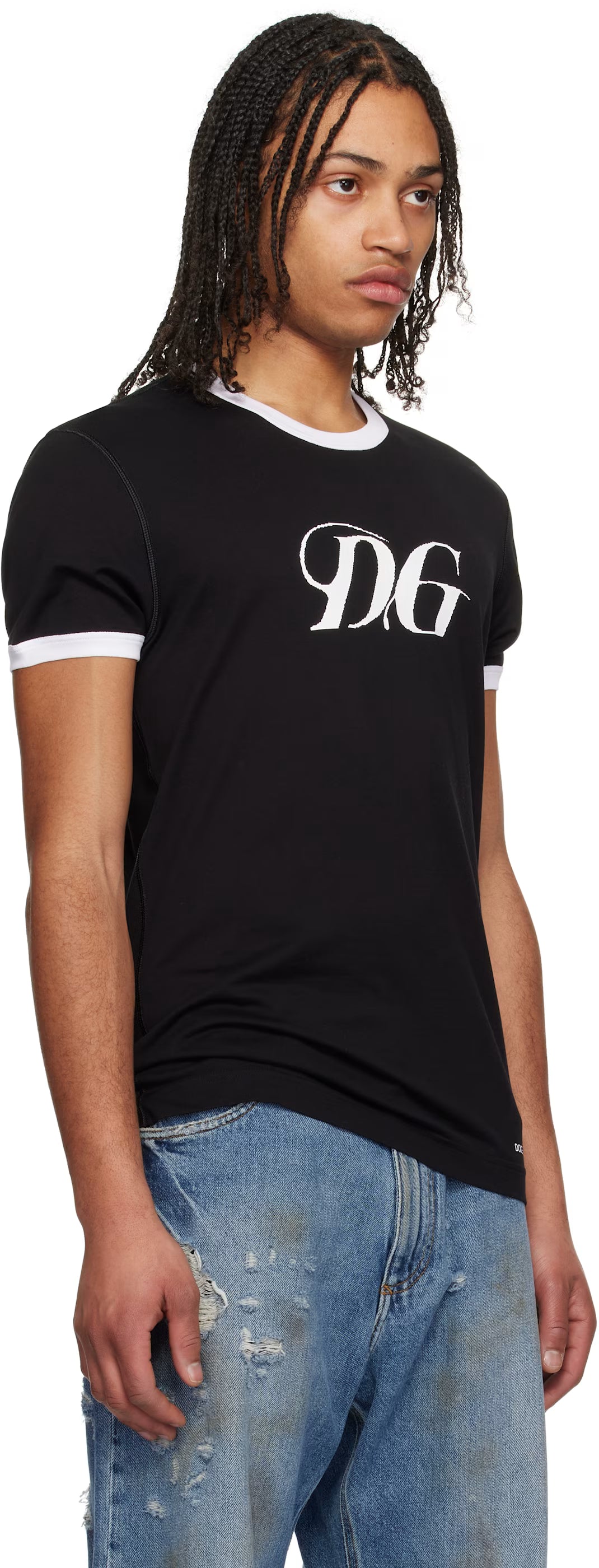 Dolce&Gabbana Black 'DG' Print Cotton T-shirt