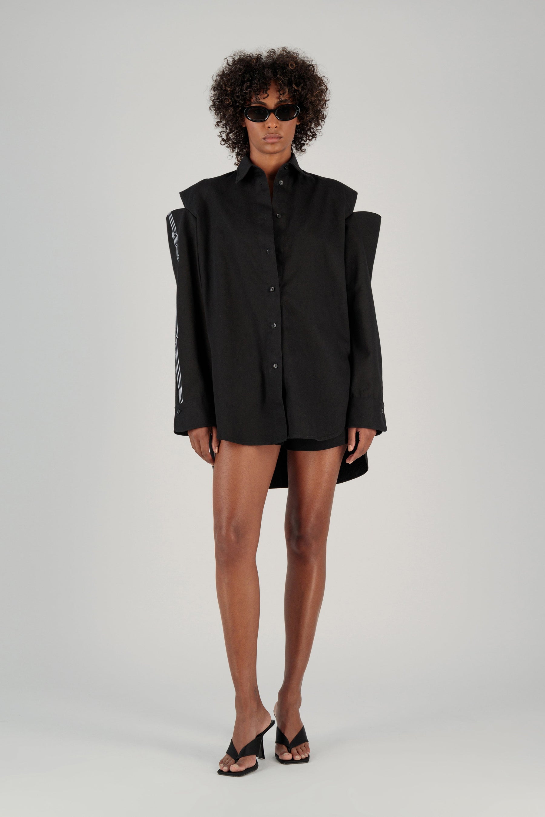 TWILL SHOULDER CUTOUT SHIRT